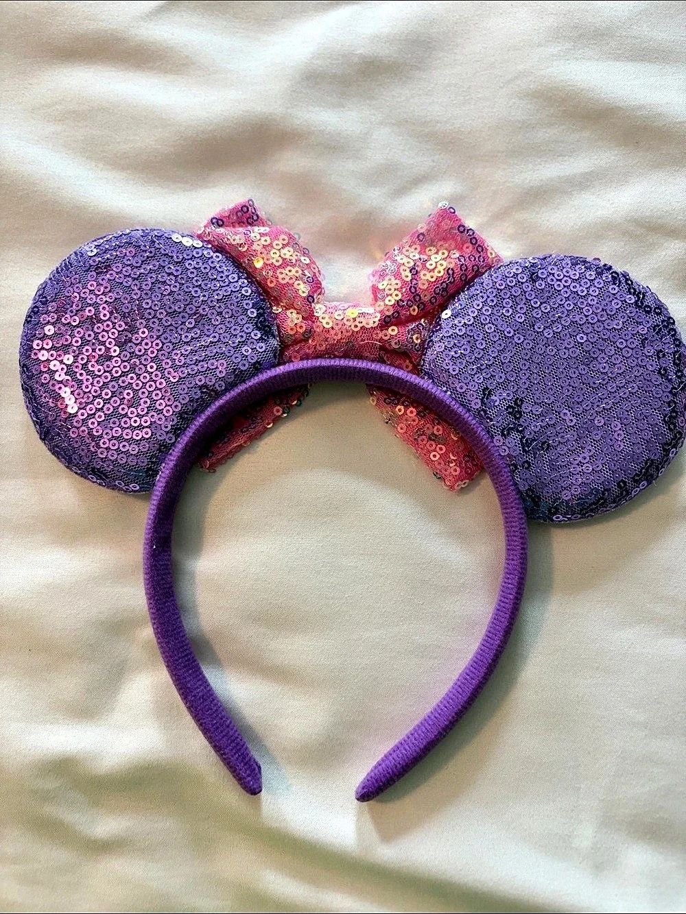 Rapunzel Tangled Sequin Ear Headband Purple & Pink Like New